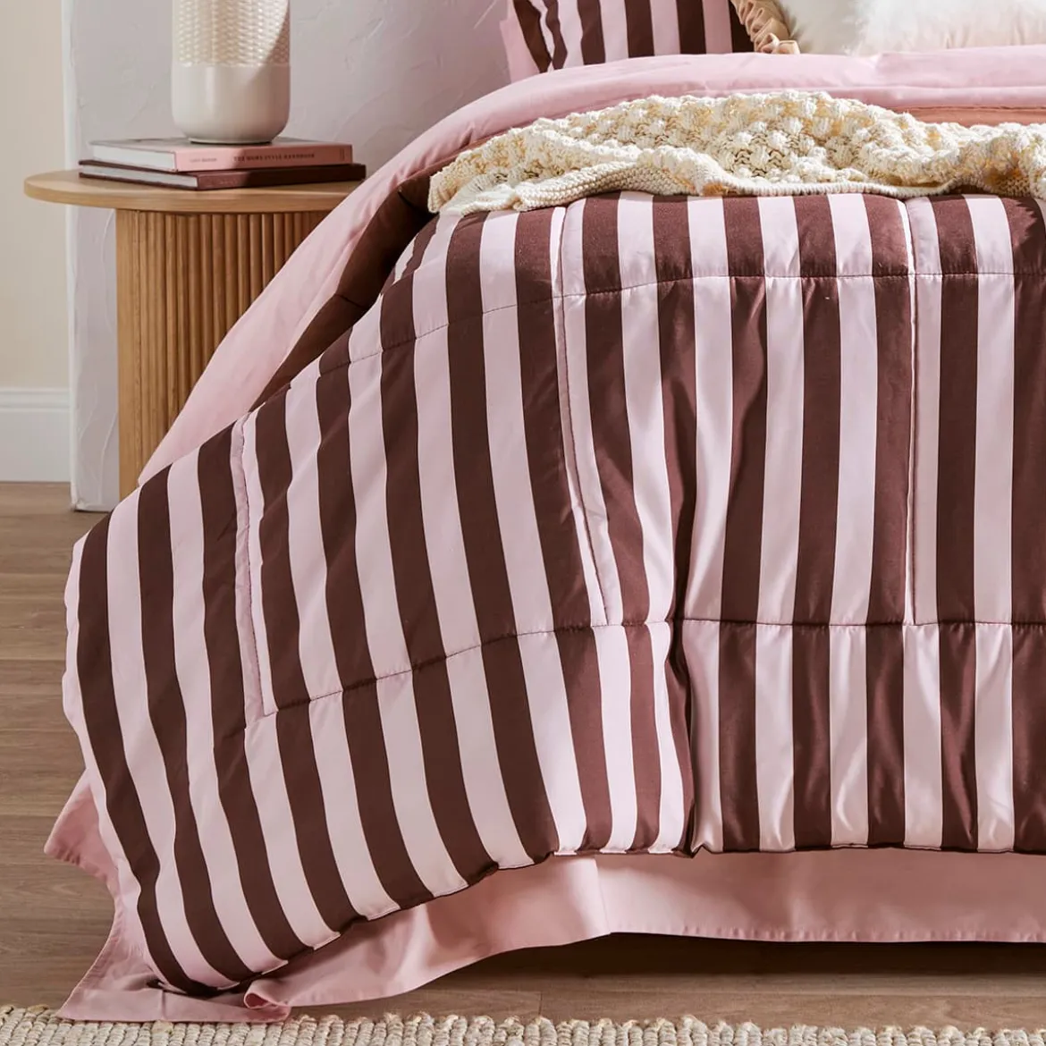 Suzi Chocolate Stripe Reverse Comforter Set
