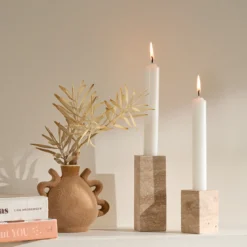 Tarra Travertine Candle Holder