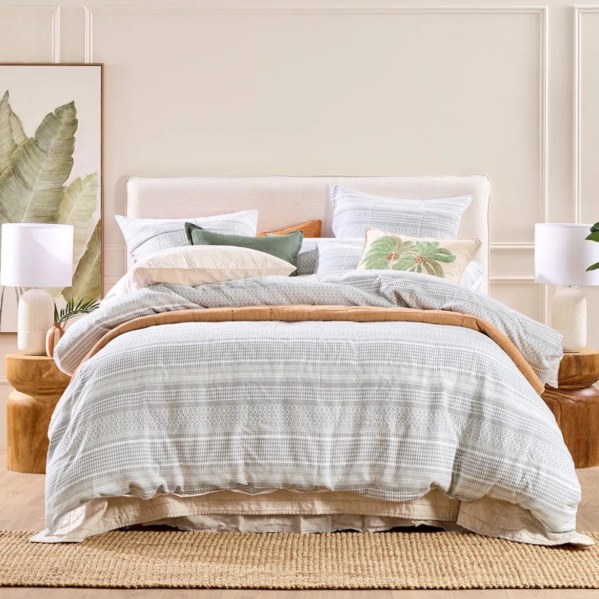 Tasman Jacquard Green Quilt Cover Set