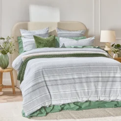 Tasman Jacquard Green Quilt Cover Set