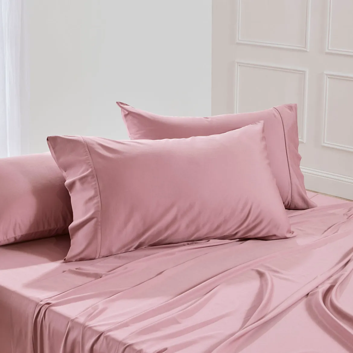 400TC Bamboo Cotton Queen Pillowcase Pair