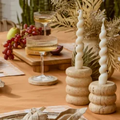 Travertine Candle Holder