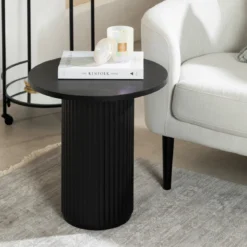 Tully Black Fluted Side Table