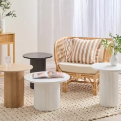 Tully Black Fluted Side Table