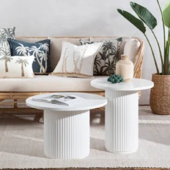 Tully White Fluted Side Table
