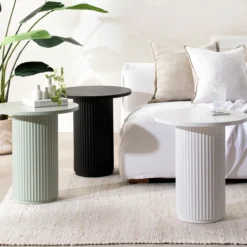 Tully White Fluted Side Table