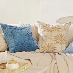 Verra Palm Velvet Embroidered Cushion