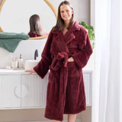 Victoria Mahogany Faux Fur Bath Robe