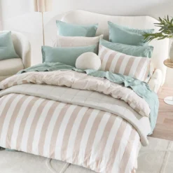 Washed Linen Cotton Stripe Quilt Cover Set
