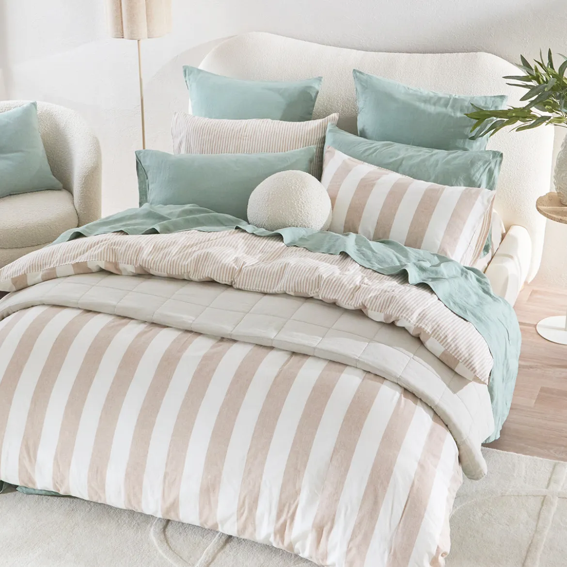 Washed Linen Cotton Stripe Quilt Cover Set