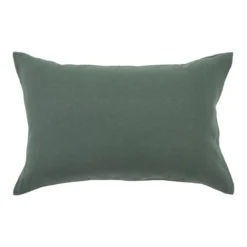 Washed Linen Dark Green Standard Pillowcase Pair