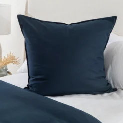 Washed Linen Look Navy European Pillowcase