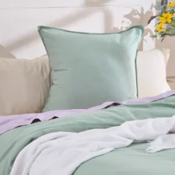 Washed Linen Look Sage Green European Pillowcase