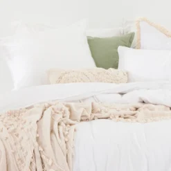 Washed Linen Look White European Pillowcase