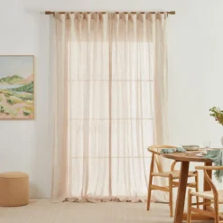 Washed Linen Natural Sheer Curtain Set of 2