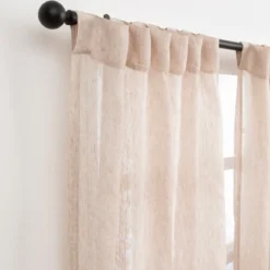 Washed Linen Natural Sheer Curtain Set of 2