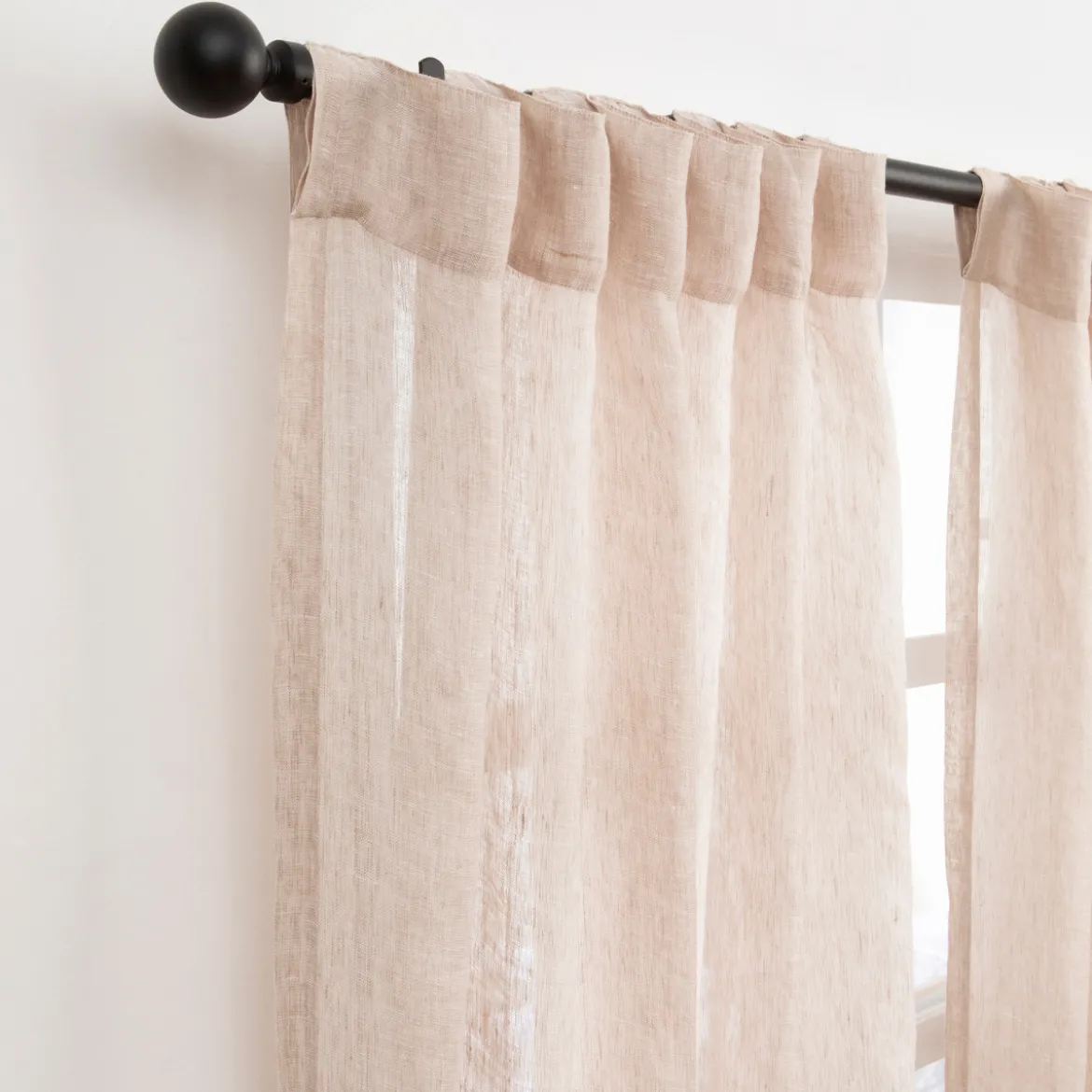 Washed Linen Natural Sheer Curtain Set of 2