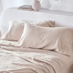 Washed Linen Stone King Pillowcase Pair