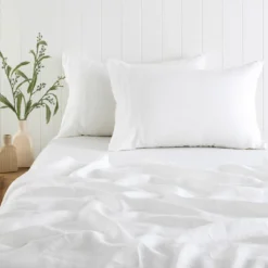 Washed Linen White King Pillowcase Pair