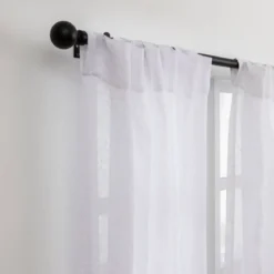 Washed Linen White Sheer Curtain Set of 2