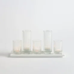 Wilder White Candle Holder on Tray