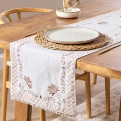 Yuma Palm Embroidered Palm Table Runner