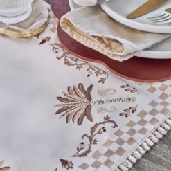 Yuma Palm Embroidered Palm Table Runner